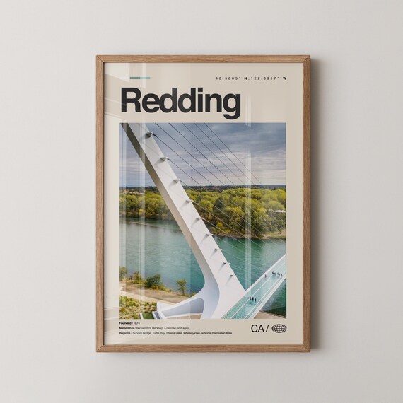 Redding California Sundial Bridge River Crossing City Art Print
