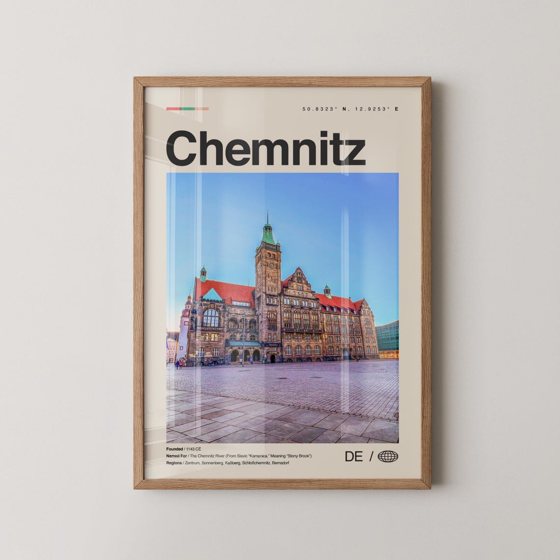 Chemnitz Print Wall Art Poster Photo Dcor Map Germany