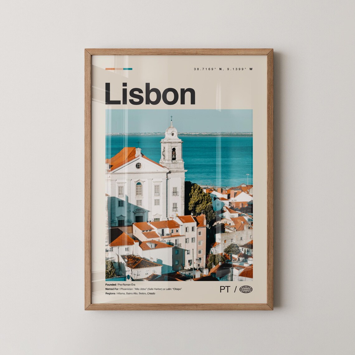 Lisbon Portugal Minimalist Travel Coordinates City Photo Poster