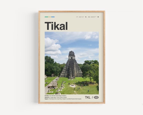 Tikal Print Black And White Wall Art Poster Photo Dcor Guatemala