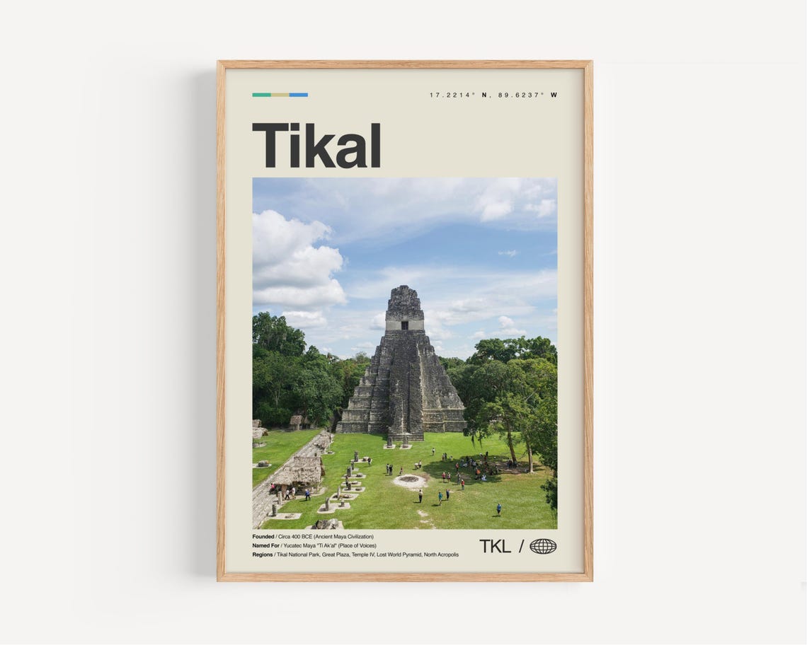 Tikal Print Black And White Wall Art Poster Photo Dcor Guatemala