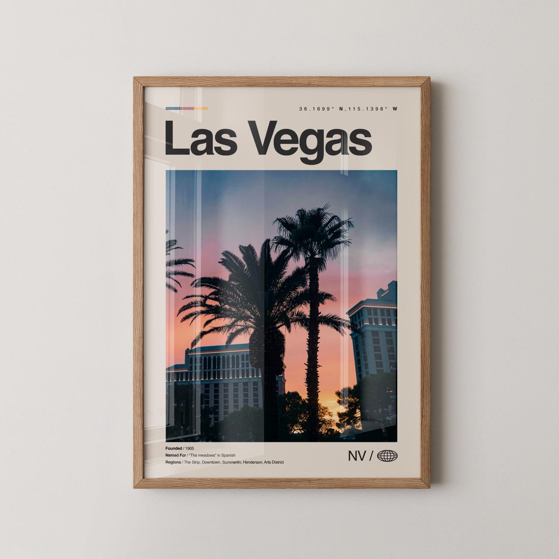 Las Vegas Nevada Strip Palms Sunset Glow Minimalist Travel Poster