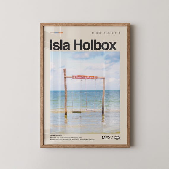 Isla Holbox Print Mexico Wall Art Poster Photo Punta Cocos Island Beaches Yalahau Lagoon