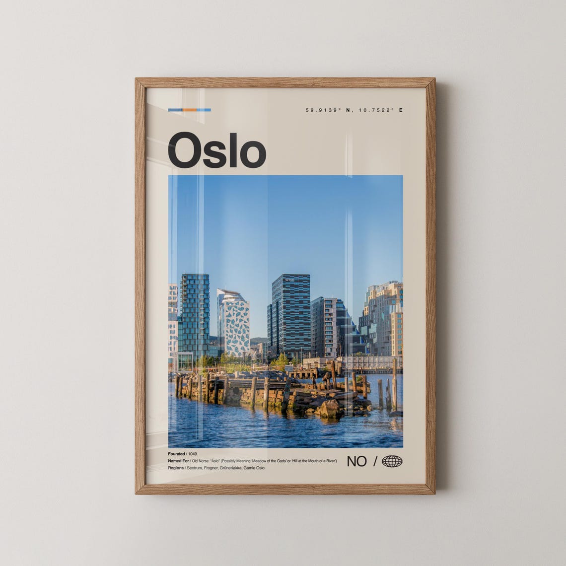 Oslo Norway Harbor Waterfront Modern Skyline Travel Photo Poster