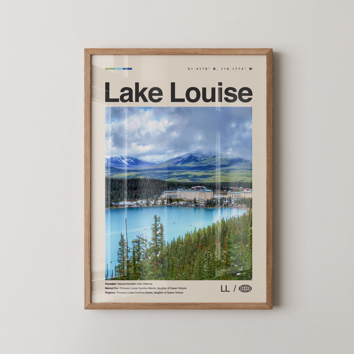 Lake Louise Alberta Turquoise Lake Chateau Coordinates Travel Poster