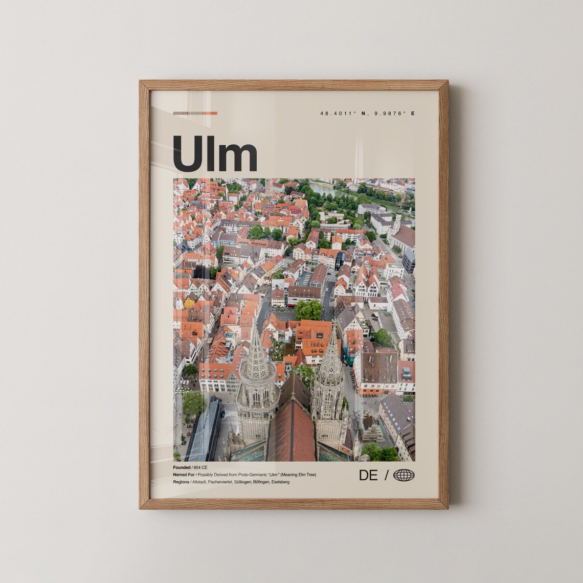 Ulm Print Wall Art Poster Photo Dcor Map Germany