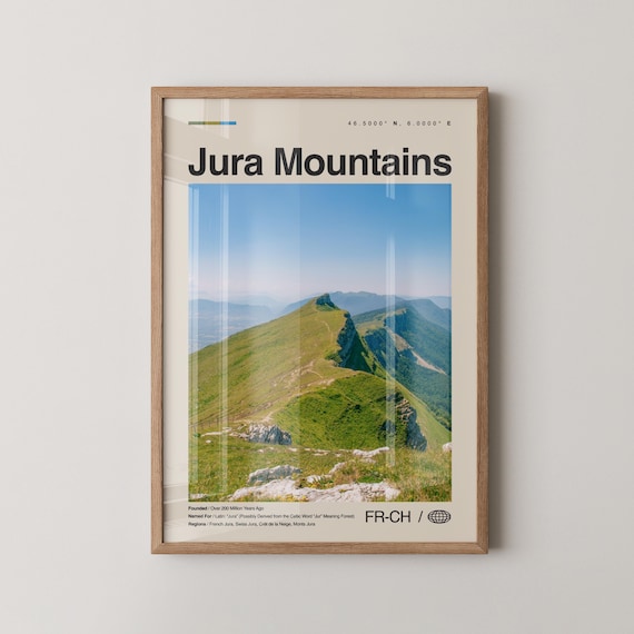 Jura Mountains France Switzerland Green Ridge Minimalist Travel Poster