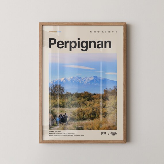Perpignan Print Wall Art Poster Photo Dcor Map France