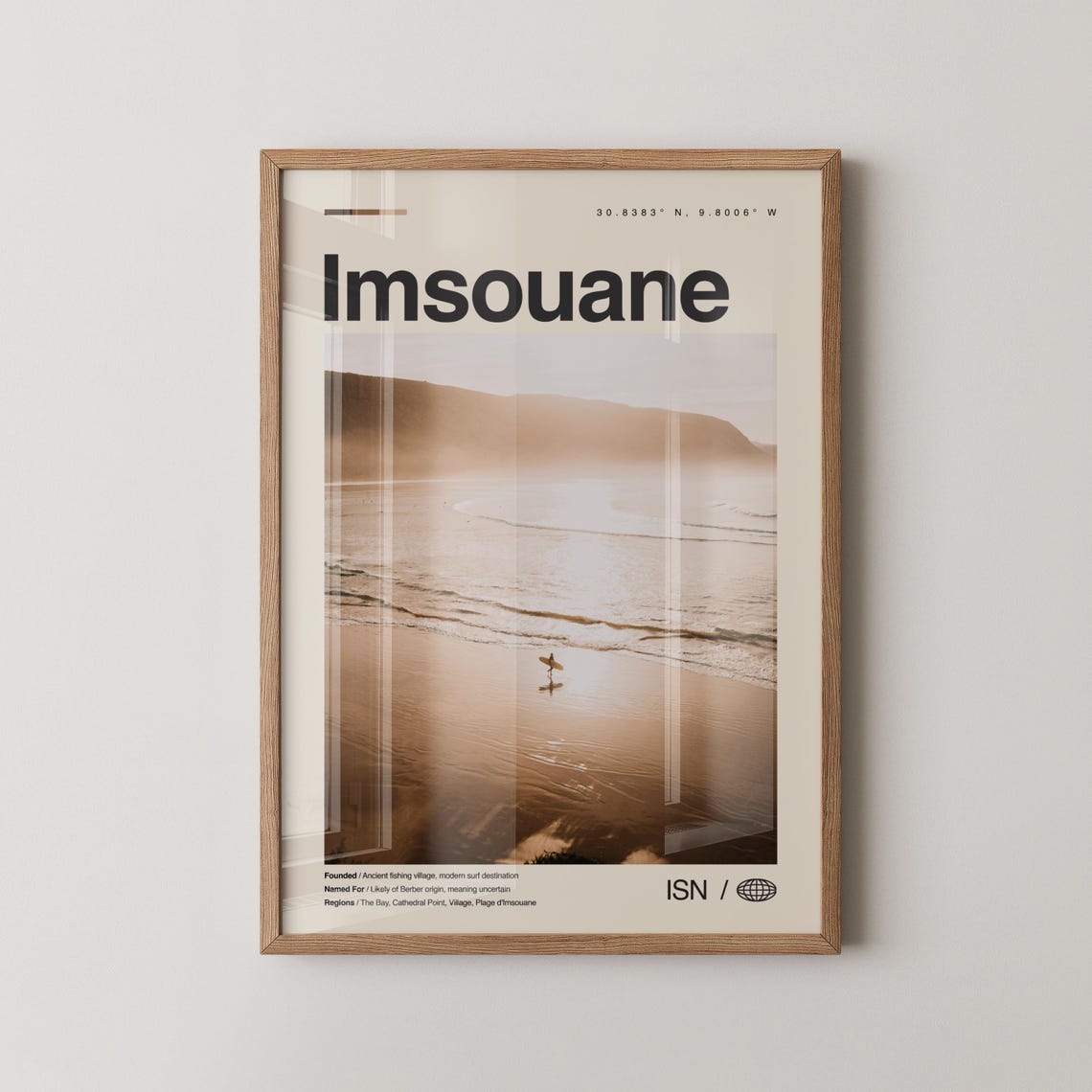 Imsouane Morocco Surf Beach Golden Sunset Minimalist Photo Poster