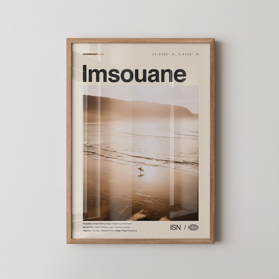 Imsouane Morocco Surf Beach Golden Sunset Minimalist Photo Poster
