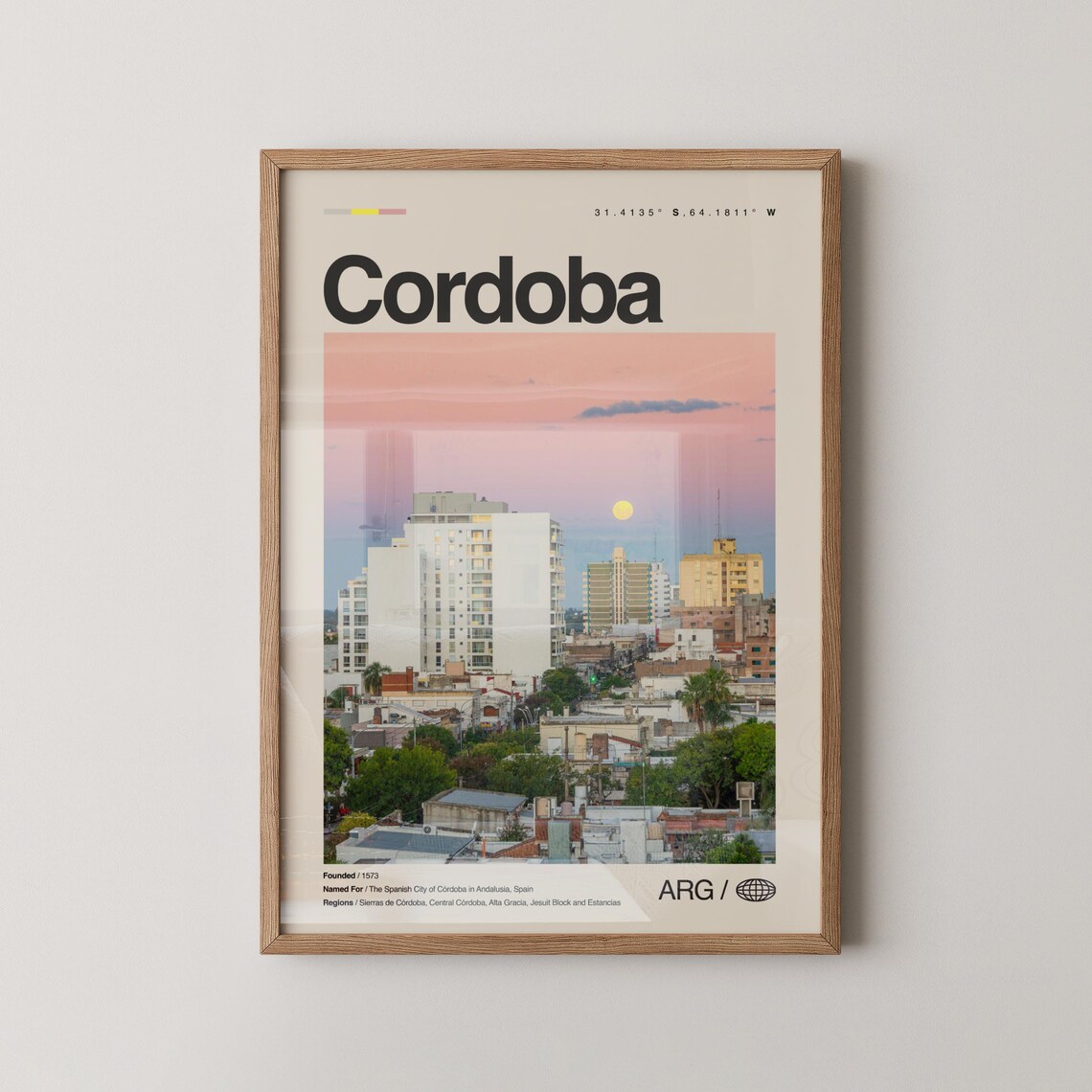 Cordoba Argentina City Sunset Skyline Minimalist Photo Poster