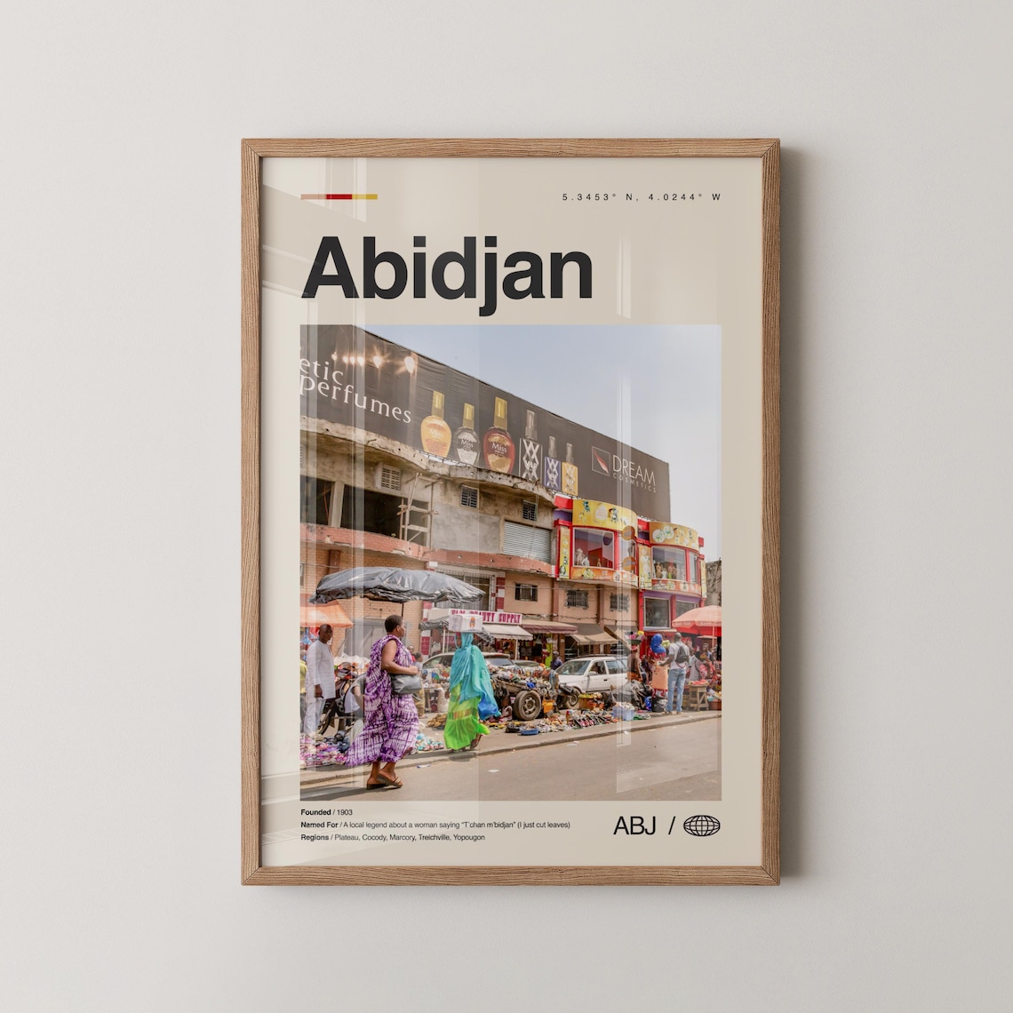 Abidjan Travel Poster, Côte d’Ivoire City Print