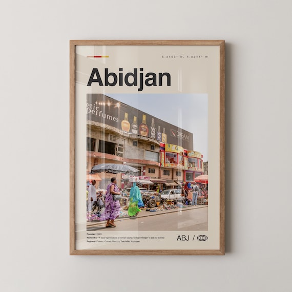Abidjan Travel Poster, Côte d’Ivoire City Print