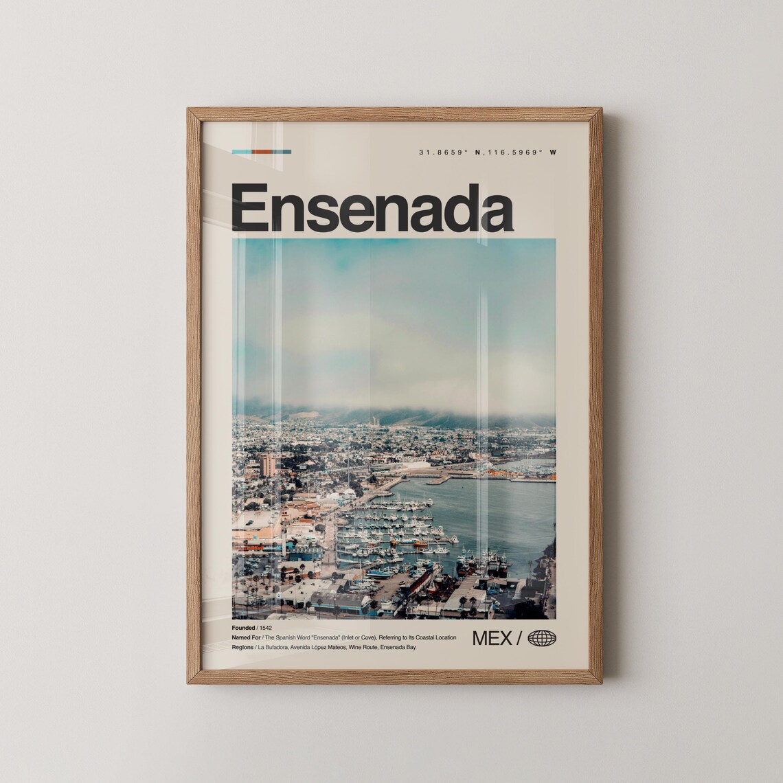 Ensenada Harbor Marina Aerial Minimalist Travel Poster Photo