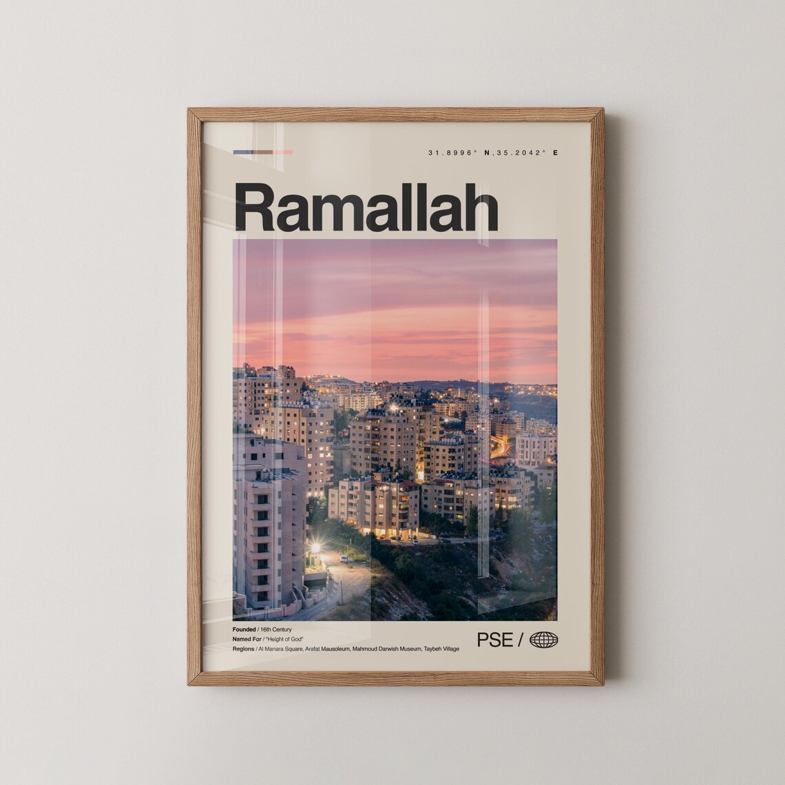 Glowing Ramallah Palestine Sunset Cityscape Photo Travel Poster