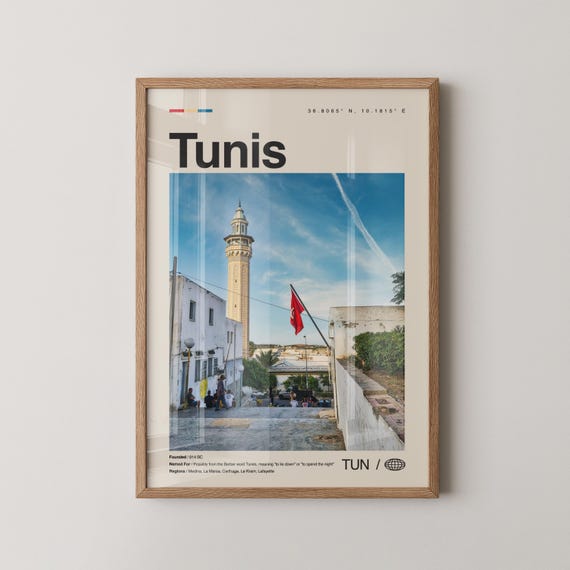 Tunis Print Wall Art Poster Photo Decor Tunisia Tnis Tunisie Africa
