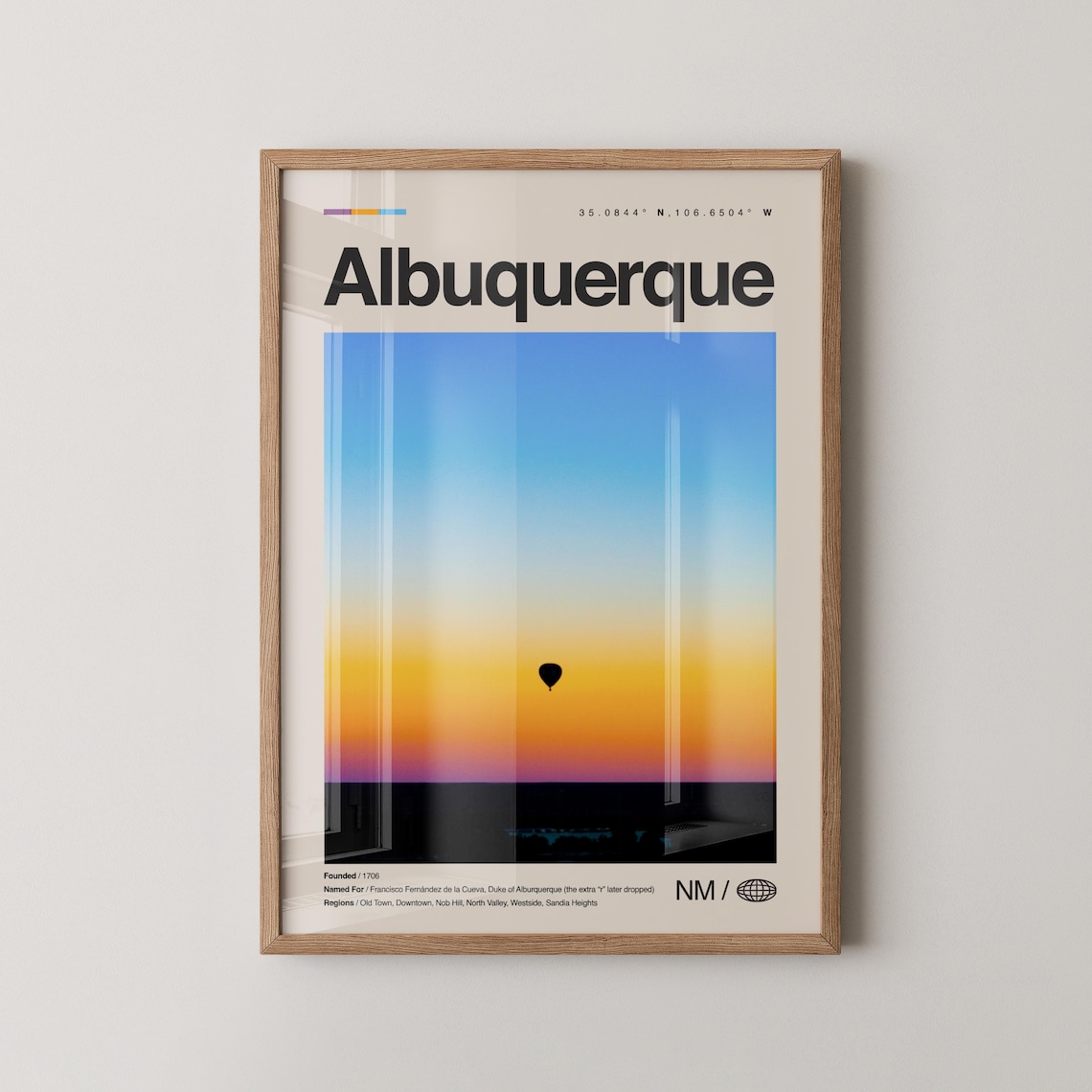 Albuquerque New Mexico Desert Sunset Hot Air Balloon Photo Poster