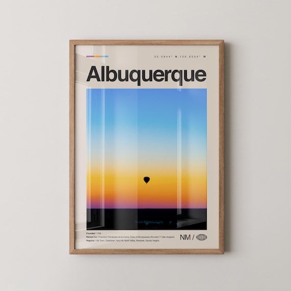 Albuquerque Print Wall Art Poster Photo Dcor Map
