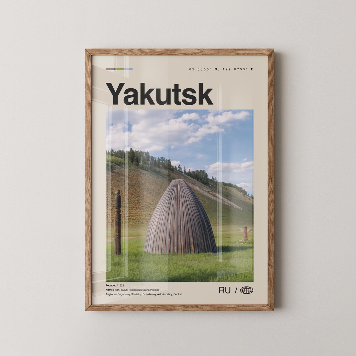Yakutsk Yurt Hillside Siberia Photo Coordinates City Travel Poster