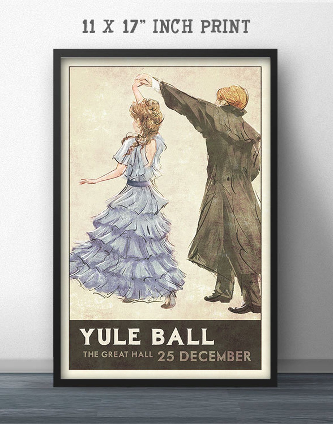 Yule Ball Great Hall 25 December Blue Dress Retro Dance Poster