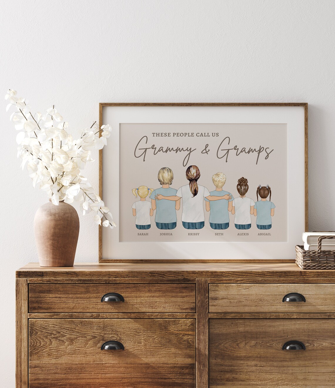 Custom Grandma with Grandchildren My Favorite People Portrait Poster - Image 2