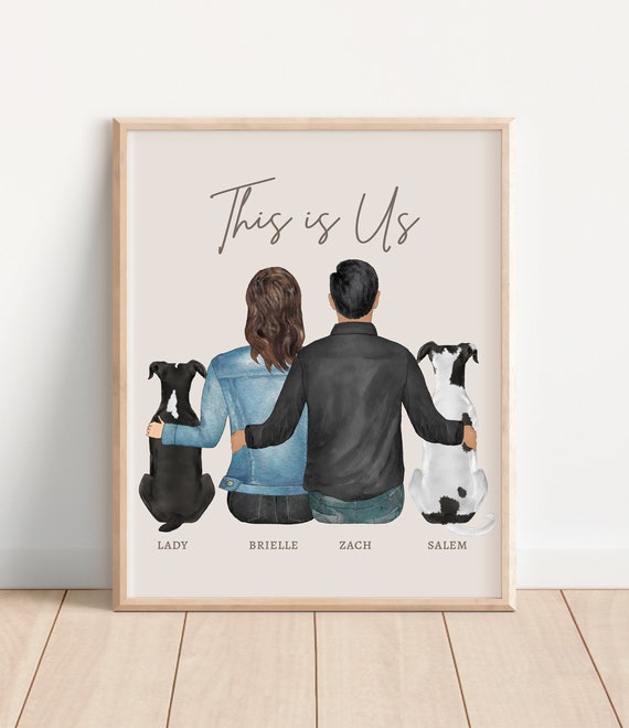 Custom Portrait For Pet Parents Romantic Gift Personalized Gift For Husband Wife 1st Anniversary Gift For Boyfriend Girlfriend Wall Art