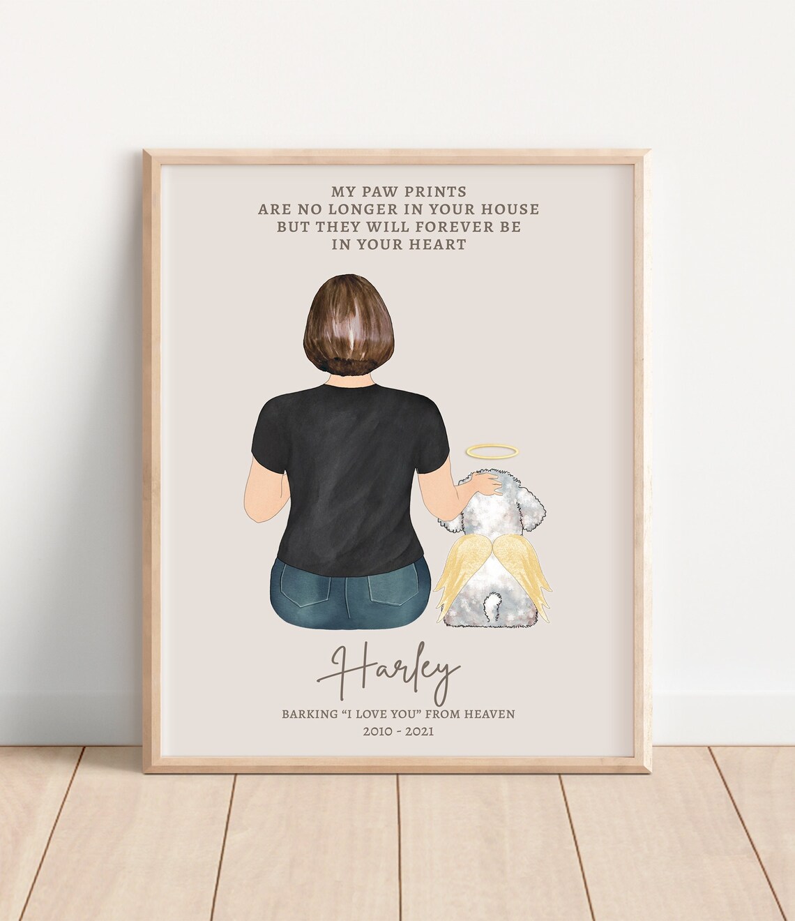 My Paw Prints Dog Memorial Portrait Angel Wings 2010-2021 Poster
