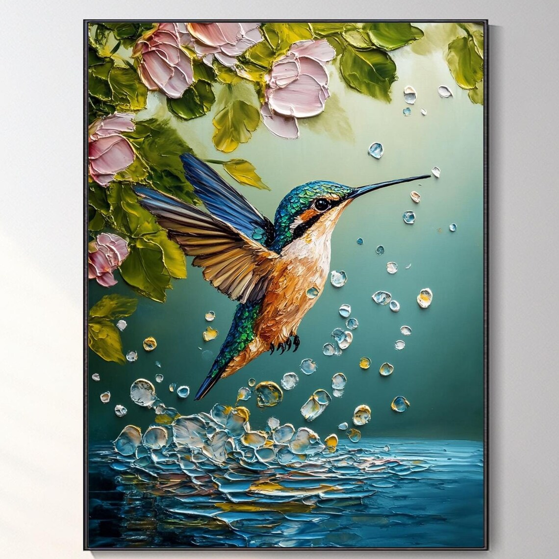 Personalized Hummingbird Oil Painting, Wall Art Print