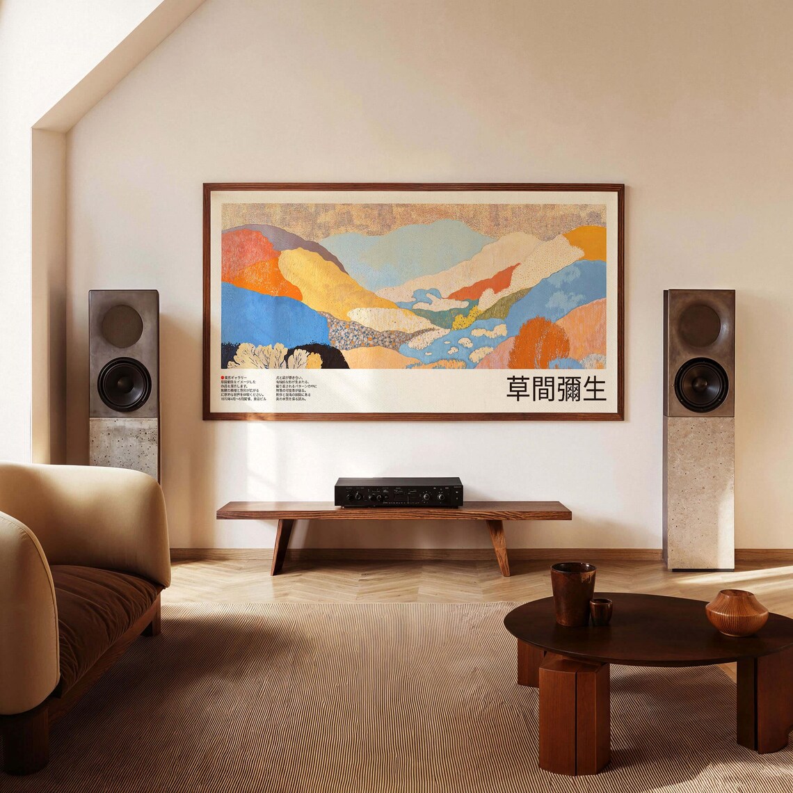 Kusama Inspired Panoramic Colorful Hills Exhibition Style Art Poster - Image 2