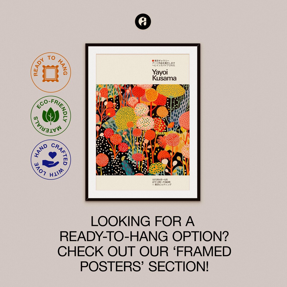 Yayoi Kusama-Inspired Botanical Art Print, Japandi - Image 2