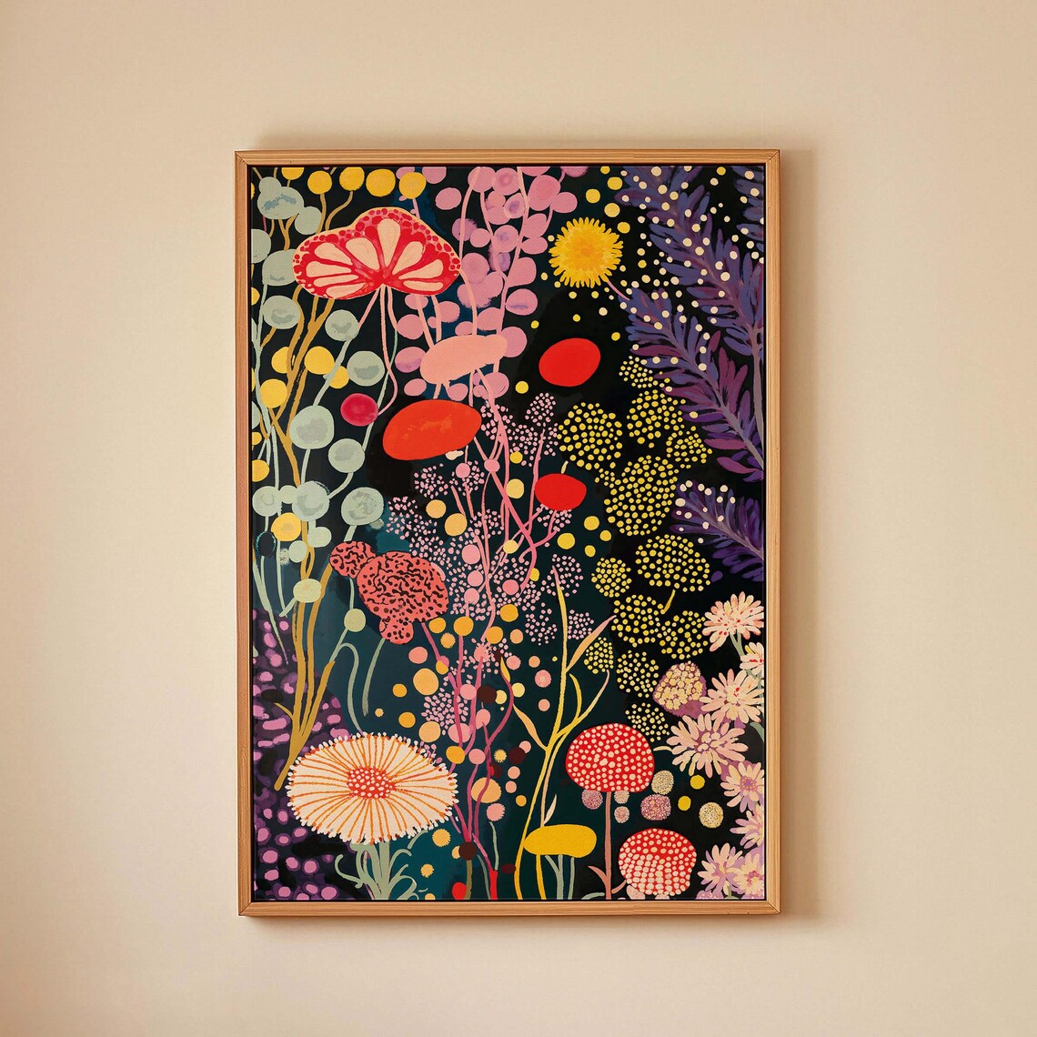 Yayoi Kusama Night Wildflower Meadow Black Garden Artwork Poster