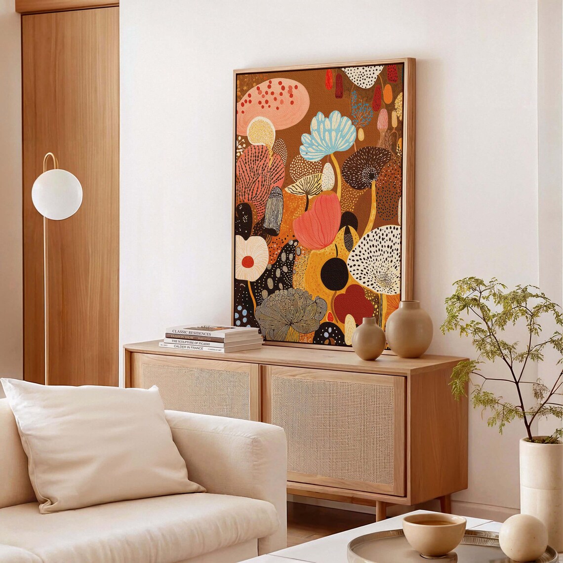 Terracotta Floral Meadow Abstract Botanical Poster in Warm Tones - Image 3