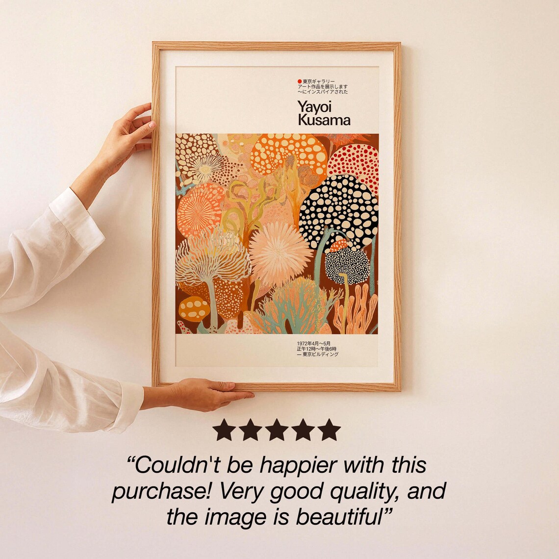 Yayoi Kusama-Inspired Botanical Japandi Art Print - Image 3