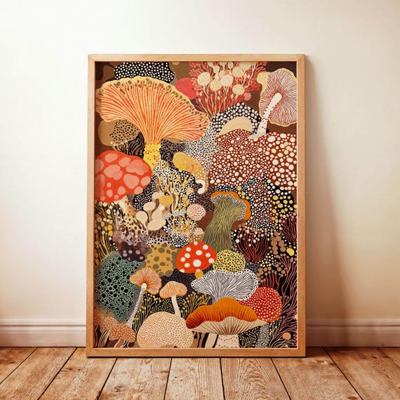 Mushroom Wall Art, Yayoi Kusama-Inspired Poster