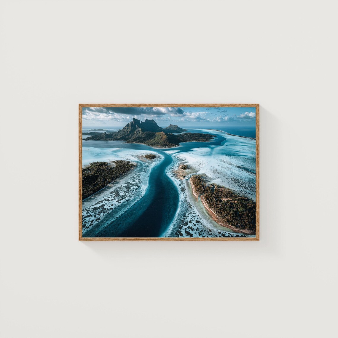 Bora Bora Sandbank Channel Aerial View Tropical Sea Art Print