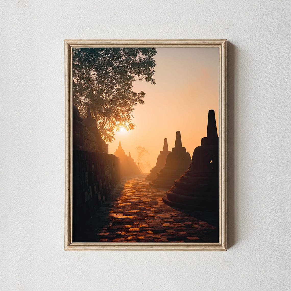 Borobudur Temple Sunrise Print Indonesia Photography Zen Wall Art