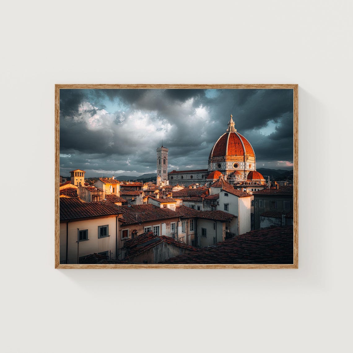 Florence Cathedral Duomo Rooftop Dramatic Stormy Sky Tuscany Poster