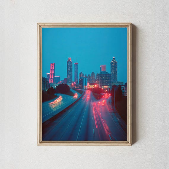 Atlanta Skyline Photography Print Blue Hour Cityscape Urban Wall Art