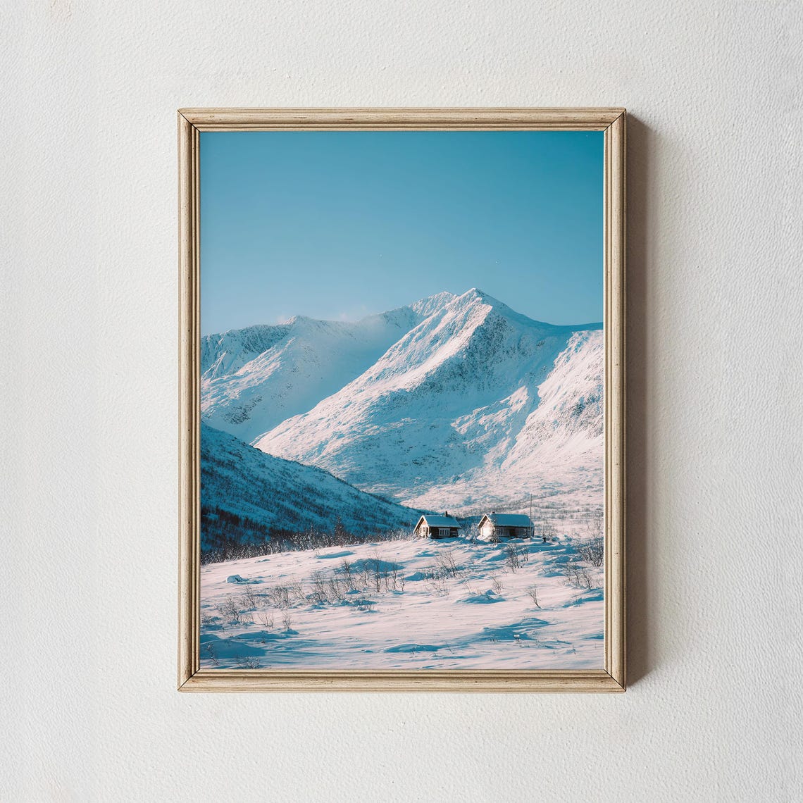 Norway Winter Mountain Cabin Snowy Scandinavian Landscape Poster