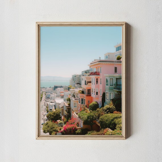 San Francisco Colorful Houses Steep Street Cityscape Art Poster