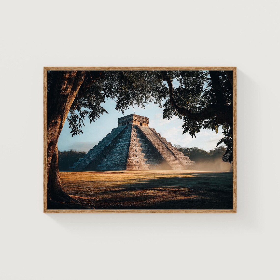 Chichen Itza Pyramid Ancient Mayan Temple Golden Light Photography Print