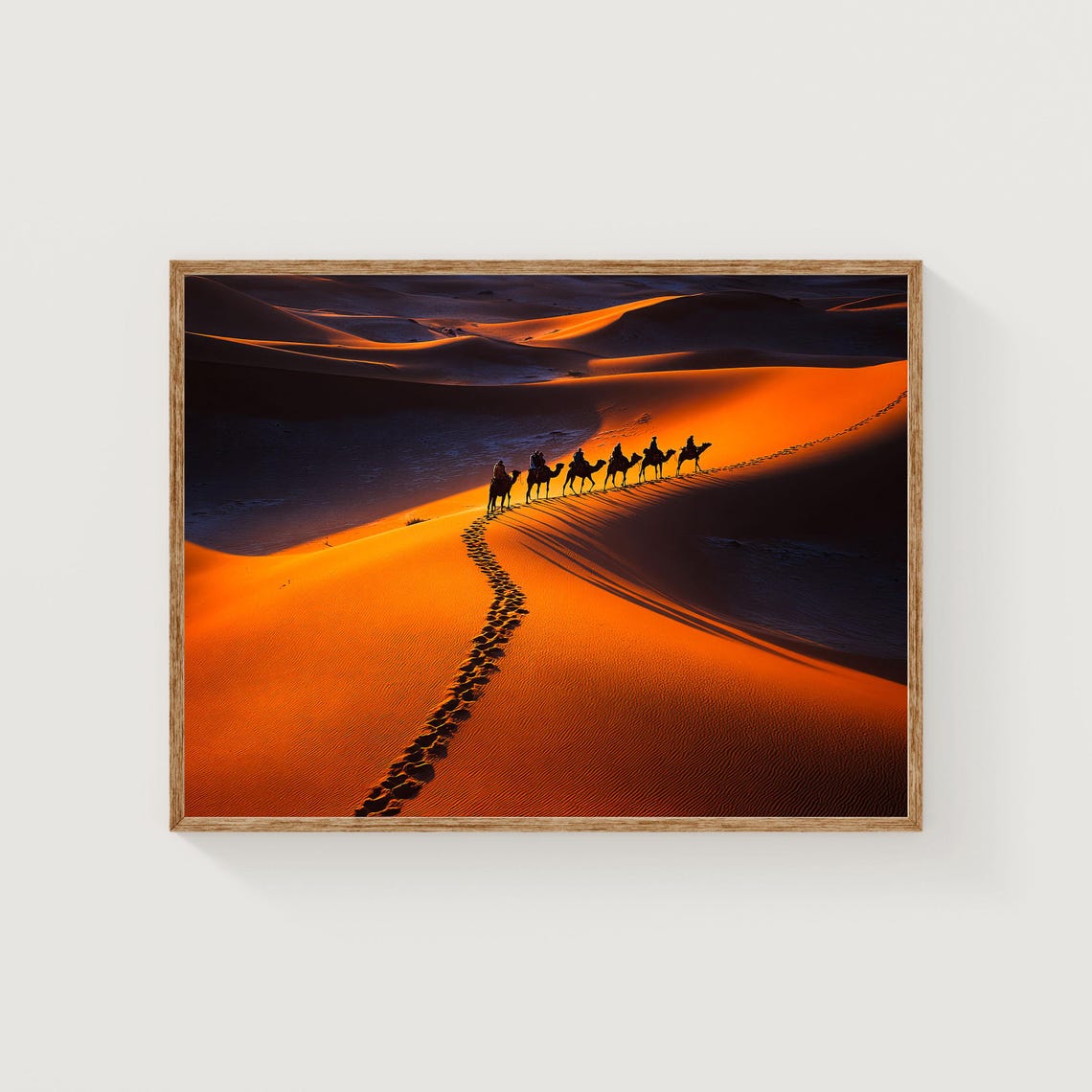 Sahara Desert Camel Caravan Sunset Morocco Dune Photo Wall Art