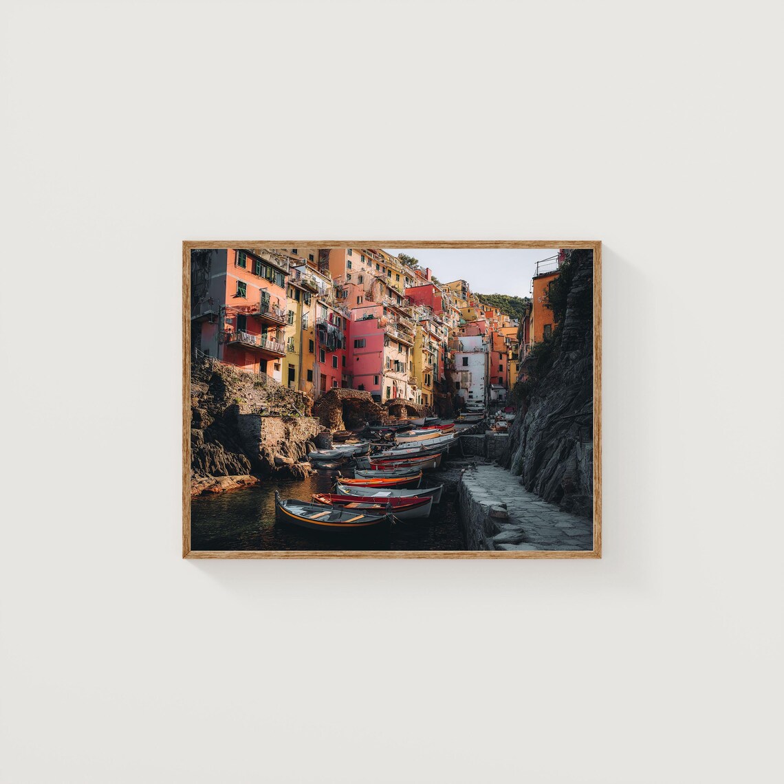 Manarola Cinque Terre Colorful Harbor Houses Coastal Photo Poster