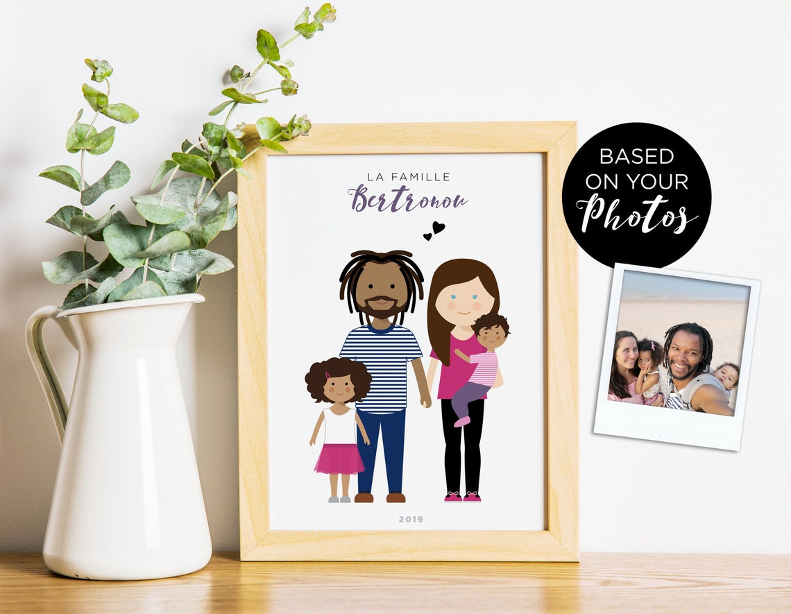 Personalized La Famille Bertronou 2019 Family Illustration Poster