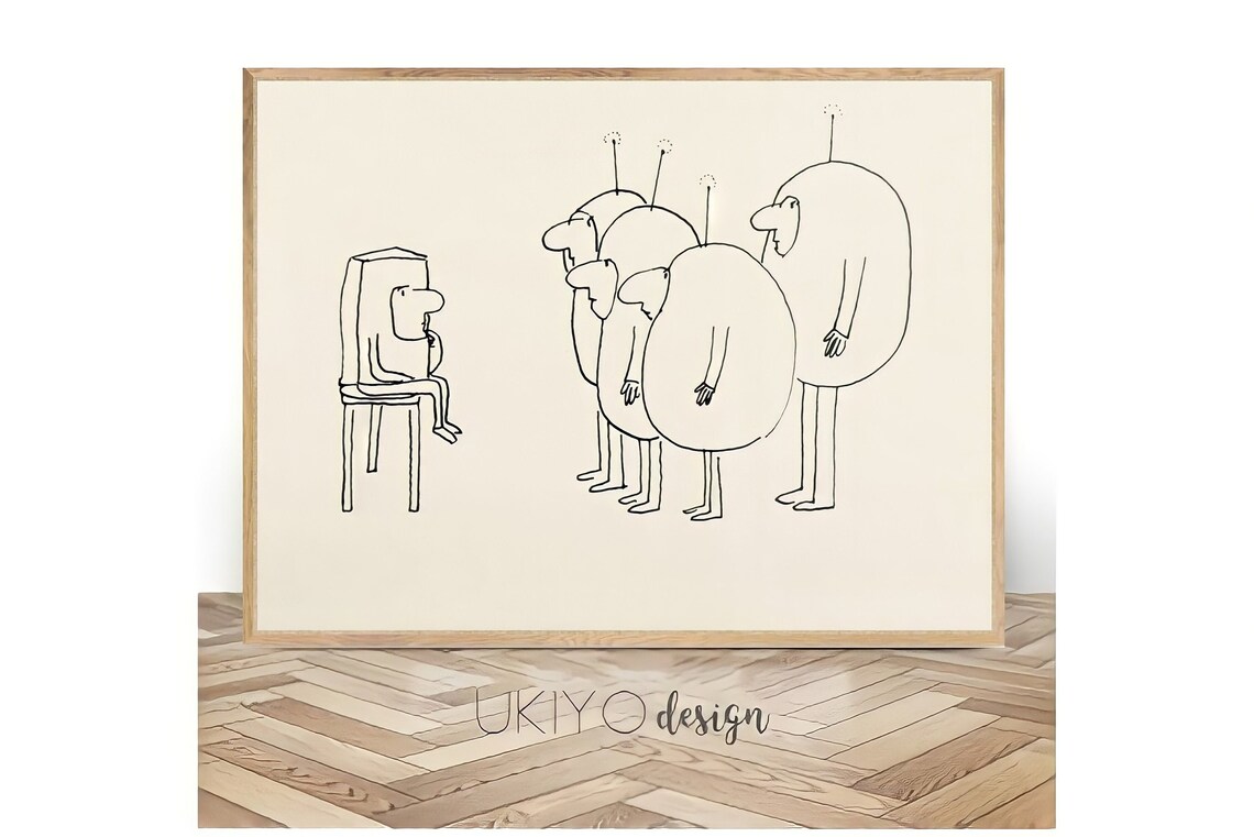 Minimalist Ukiyoillustration Humorous Art Print
