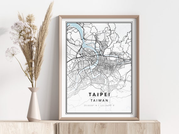 Taipei City Map Print Poster Wall Art Geographic