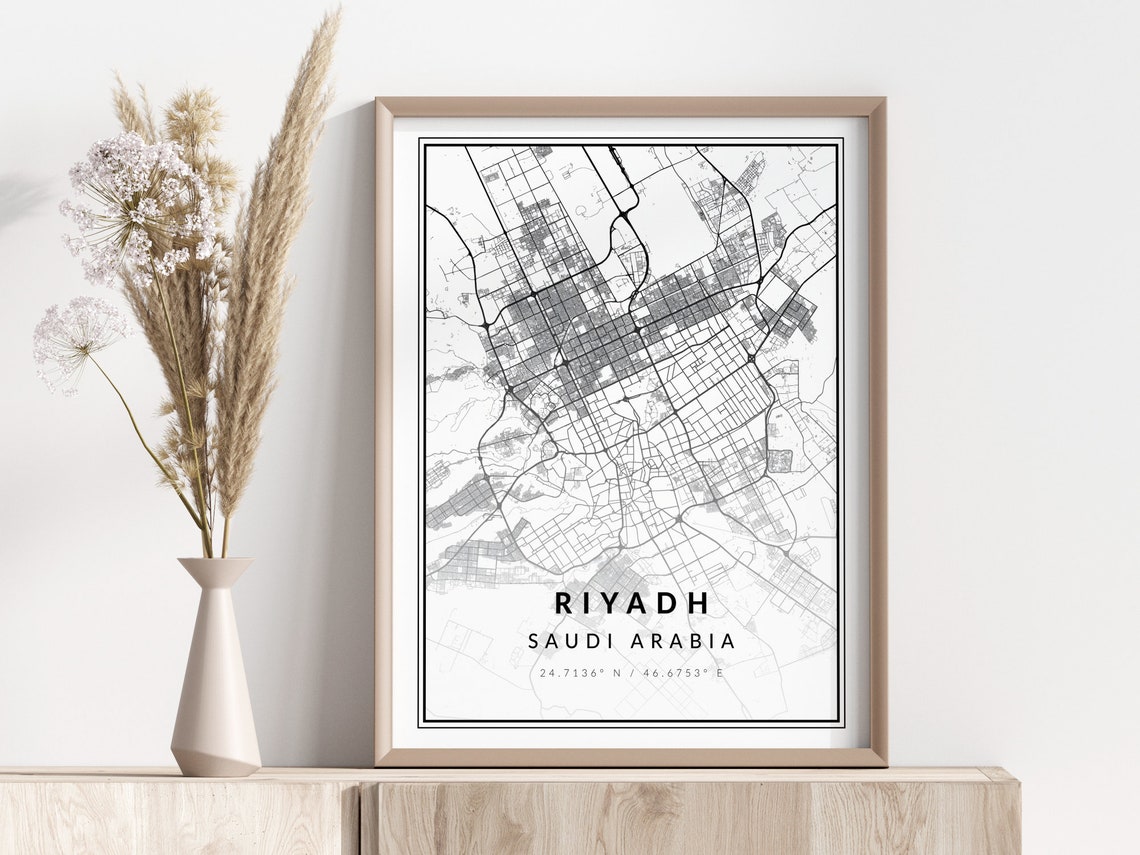 Riyadh City Map Print Poster Wall Art Geographic
