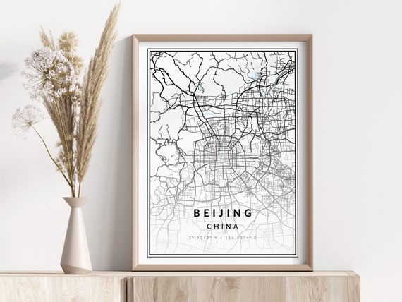 Beijing City Map Print Poster Wall Art Geographic