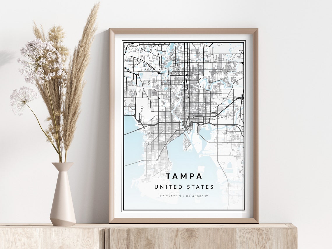 Tampa City Map Print Poster Wall Art Geographic
