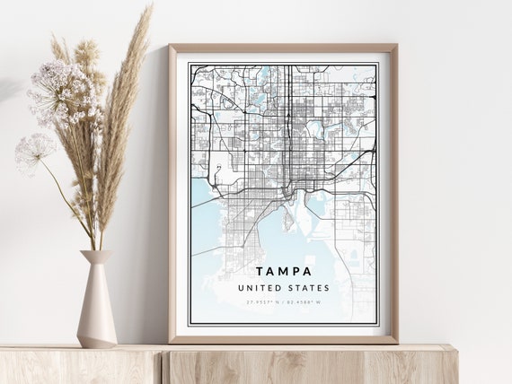 Tampa City Map Print Poster Wall Art Geographic